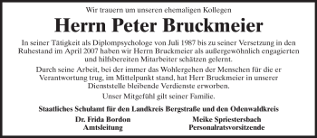 Traueranzeige von Peter Bruckmeier von Odenwälder Echo