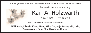 Traueranzeige von Karl A. Holzwarth von Rüsselsheimer Echo, Groß-Gerauer-Echo, Ried Echo