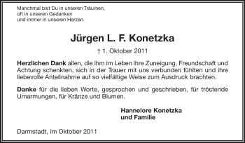 Traueranzeige von Jürgen L. F. Konetzka von Echo-Zeitungen (Gesamtausgabe)