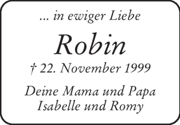 Traueranzeige von Robin - von Odenwälder Echo