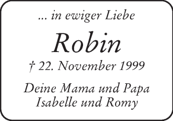 Traueranzeige von Robin - von Odenwälder Echo