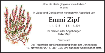 Traueranzeige von Emmi Zipf von Echo-Zeitungen (Gesamtausgabe)
