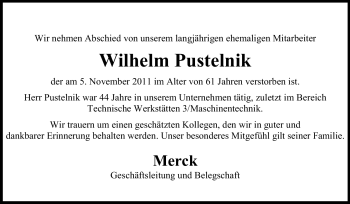 Traueranzeige von Wilhelm Pustelnik von Echo-Zeitungen (Gesamtausgabe)