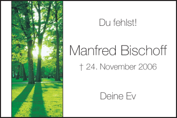 Traueranzeige von Manfred Bischoff von Echo-Zeitungen (Gesamtausgabe)