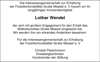 Traueranzeige von Lothar Wendel von Echo-Zeitungen (Gesamtausgabe)