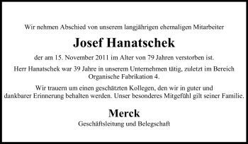 Traueranzeige von Josef Hanatschek von Echo-Zeitungen (Gesamtausgabe)