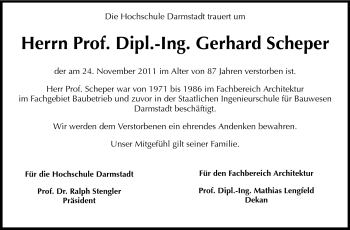 Traueranzeige von Gerhard Scheper von Echo-Zeitungen (Gesamtausgabe)