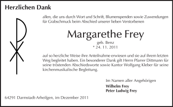 Traueranzeige von Margarethe Frey von Darmstädter Echo, Odenwälder Echo, Rüsselsheimer Echo, Groß-Gerauer-Echo, Ried Echo
