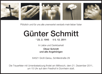 Traueranzeige von Günter Schmitt von Rüsselsheimer Echo, Groß-Gerauer-Echo, Ried Echo