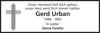 Traueranzeige von Gerd Urban von Odenwälder Echo