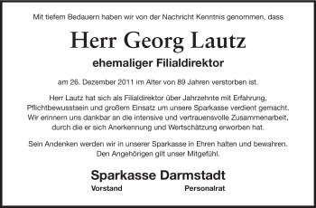 Traueranzeige von Georg Lautz von Echo-Zeitungen (Gesamtausgabe)