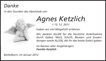 Traueranzeige von Agnes Ketzlich von Rüsselsheimer Echo, Groß-Gerauer-Echo, Ried Echo