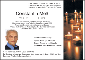 Traueranzeige von Constantin Meß von Echo-Zeitungen (Gesamtausgabe)