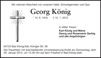 Traueranzeige von Georg König von Odenwälder Echo