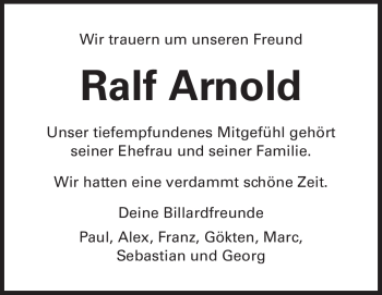 Traueranzeige von Ralf Arnold von Starkenburger Echo