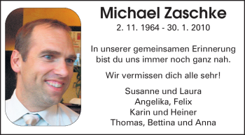 Traueranzeige von Michael Zaschke von Echo-Zeitungen (Gesamtausgabe)