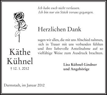 Traueranzeige von Käthe Kühnel von Echo-Zeitungen (Gesamtausgabe)