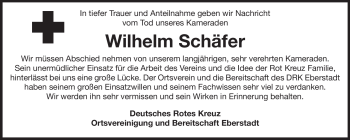 Traueranzeige von Wilhelm Felix Schäfer von Echo-Zeitungen (Gesamtausgabe)