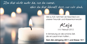 Traueranzeige von Kaja Bahro von Odenwälder Echo