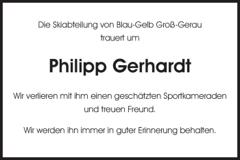 Traueranzeige von Philipp Gerhardt von Rüsselsheimer Echo, Groß-Gerauer-Echo, Ried Echo