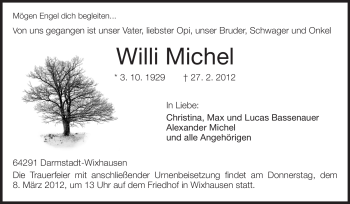Traueranzeige von Willi Michel von Echo-Zeitungen (Gesamtausgabe)