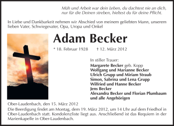 Traueranzeige von Adam Becker von Starkenburger Echo
