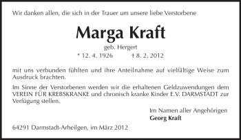 Traueranzeige von Marga Kraft von Echo-Zeitungen (Gesamtausgabe)