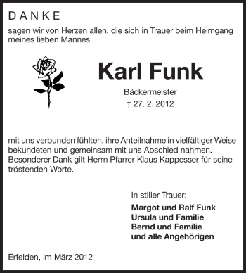 Traueranzeige von Karl Funk von Rüsselsheimer Echo, Groß-Gerauer-Echo, Ried Echo