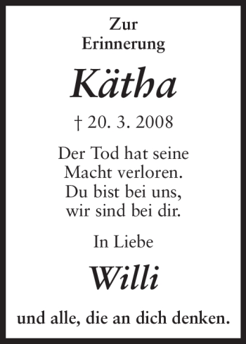 Traueranzeige von Kätha - von Odenwälder Echo