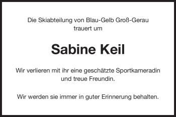 Traueranzeige von Sabine Keil von Rüsselsheimer Echo, Groß-Gerauer-Echo, Ried Echo