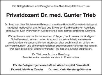 Traueranzeige von Gunter Trieb von Echo-Zeitungen (Gesamtausgabe)