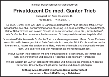 Traueranzeige von Gunter Trieb von Echo-Zeitungen (Gesamtausgabe)