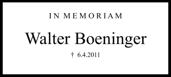 Traueranzeige von Walter Boeninger von Echo-Zeitungen (Gesamtausgabe)