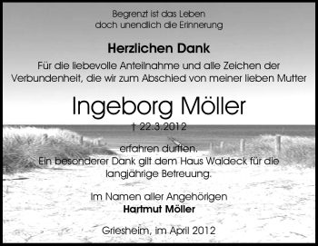 Traueranzeige von Ingeborg Möller von Echo-Zeitungen (Gesamtausgabe)