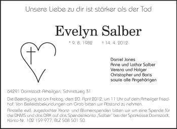 Traueranzeige von Evelyn Salber von Echo-Zeitungen (Gesamtausgabe)