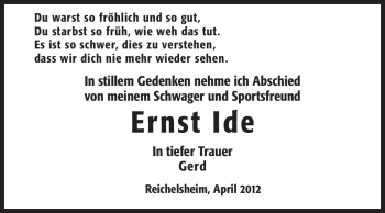 Traueranzeige von Ernst Ide von Odenwälder Echo