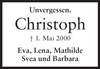 Traueranzeige von Christoph - von Echo-Zeitungen (Gesamtausgabe)