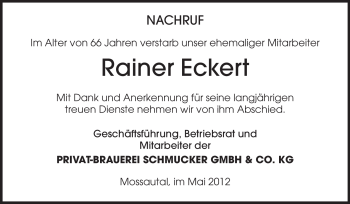 Traueranzeige von Rainer Eckert von Odenwälder Echo