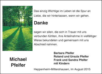 Traueranzeige von Michael Pfeifer von trauer.echo-online.de
