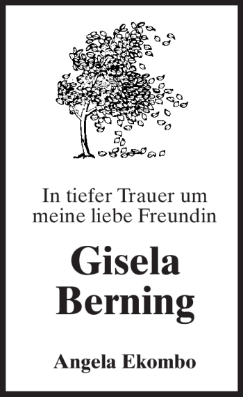 Traueranzeige von Gisela Berning von Echo-Zeitungen (Gesamtausgabe)
