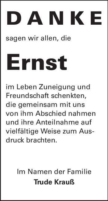 Traueranzeige von Ernst Ide von Echo-Zeitungen (Gesamtausgabe)