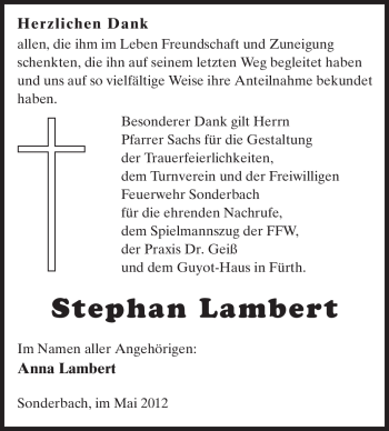 Traueranzeige von Stephan Lambert von Starkenburger Echo