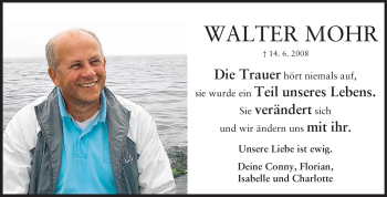 Traueranzeige von Walter Mohr von Rüsselsheimer Echo, Groß-Gerauer-Echo, Ried Echo