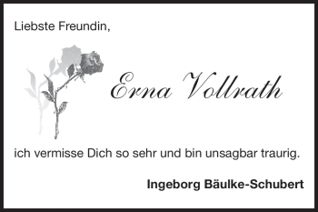 Traueranzeige von Erna Vollrath von Echo-Zeitungen (Gesamtausgabe)