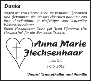 Traueranzeige von Anna Marie Flechsenhaar von Odenwälder Echo