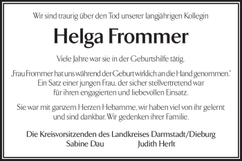 Traueranzeige von Helga Frommer von Echo-Zeitungen (Gesamtausgabe)