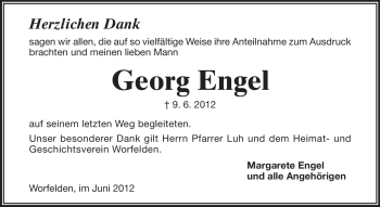 Traueranzeige von Georg Engel von Rüsselsheimer Echo, Groß-Gerauer-Echo, Ried Echo