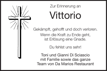 Traueranzeige von Vittorio Mancari von Echo-Zeitungen (Gesamtausgabe)