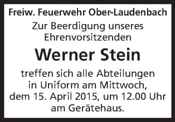 Traueranzeige von Werner Stein von Starkenburger Echo
