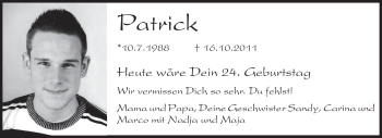 Traueranzeige von Patrick Löb von Odenwälder Echo
